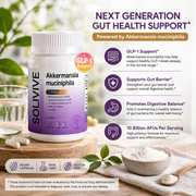 Solivive Akkermansia Muciniphila Probiotic – 10 Billion AFUs, GLP-1 Support, Gut Health Supplement, Vegan Capsules, Non-GMO, Gluten Free (60 Capsules)