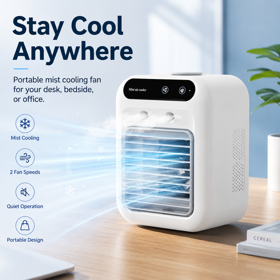Portable USB Mini Air Cooler Fan, Desktop Mist Cooling Fan for Bedroom, Office and Dorm