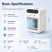 Portable USB Mini Air Cooler Fan, Desktop Mist Cooling Fan for Bedroom, Office and Dorm