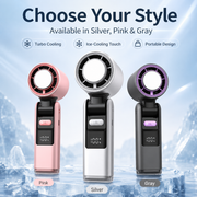 Handheld Turbo Fan – Portable 100-Speed Cooling with Ice-Cooling Plate, USB-C Rechargeable