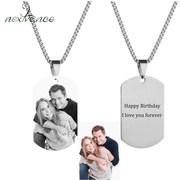 Stainless Steel Personalized Engraved Necklace Custom Photo Name Pendant Necklaces For Children Birthday Gift