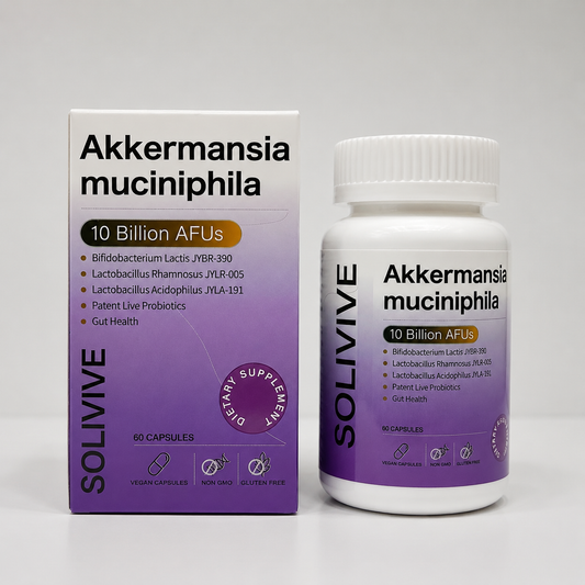 Solivive Akkermansia Muciniphila Probiotic – 10 Billion AFUs, GLP-1 Support, Gut Health Supplement, Vegan Capsules, Non-GMO, Gluten Free (60 Capsules)