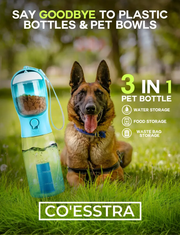 3in1 Pet Water Bottle - Portable 20oz Leak Proof Container with Poop Bag Dispenser, Ideal for Travel, Hiking, and Outdoor Use