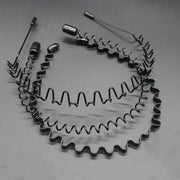 Black Metal Wavy Headband Sport Hoops Bangs Holder