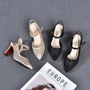 Frosted Sheepskin Mesh Hollow Out Back Sandals Comfortable Bright Diamond Shoes for Ladies