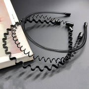 Black Metal Wavy Headband Sport Hoops Bangs Holder