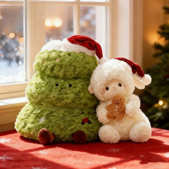 Christmas Stuffed Animals for Kids - Santa & Reindeer Plush Pillow, Creative Holiday Gift for Girls
