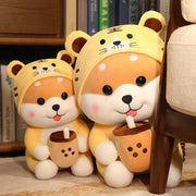 li Cute Milk Tea Corgi Stuffed Toy Rag Doll Tiger Mascot Throw Pillow Gift