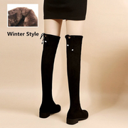 New Plus Velvet High Heel Over The Knee Boots Women's Shoes Casual Thick Heel Stretch Boots