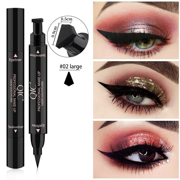 Black Liquid Eyeliner Stamp Marker Pencil Waterproof Stamp Double-ended Eye Liner Pen Cosmetic Eyliner