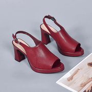 Women's 2023 Summer New Cowhide Thick Heel Sandals