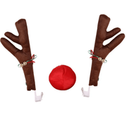 Large Reindeer Christmas Decor Car Vehicle Nose Horn Costume Set