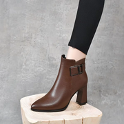 Winter Comfortable Ankle Boots Pointed Toes High Heels With Velvet