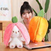 Hide-and-Seek Cute Rabbit Plushie Strawberry Carrot Plush Toy