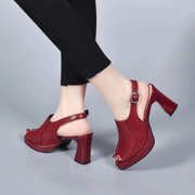 Women's 2023 Summer New Cowhide Thick Heel Sandals
