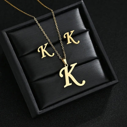 Personalized Initial Necklace & Earrings Set