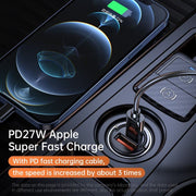 Car Charger Quick Charge QC 3.0 Mini Alloy Fast Charging Car Charger Alloy Flush Fit Pull Ring
