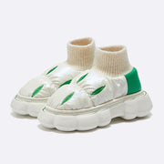 Down Cloth Platform Cotton Slippers Women Winter Indoor Outdoor Shoes Waterproof Warm Plush Home Wrapped Heel Shoes