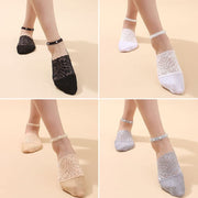 Women Socks Breathable Short Socks Thin Boat Focks Pearl Floral Focks Lace Ankle Socks For Spring New High Quality For Girls