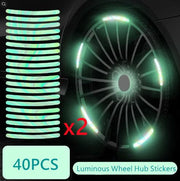 Luminous Tire Anti-collision Sticker Auto Wheel Hub Reflective Colorful Personalized Creative Motorcycle Electric Car Stickers