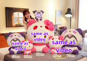 Cute Pink Purple Cat Plush Toys Kitten With Panda Cap Dolls