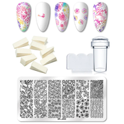 7/11Pcs/Set Nail Art Stamp Plate Leaf Marble Texture Flower Geometry Nail Polish Print Jelly Stamper Scrapper Tool