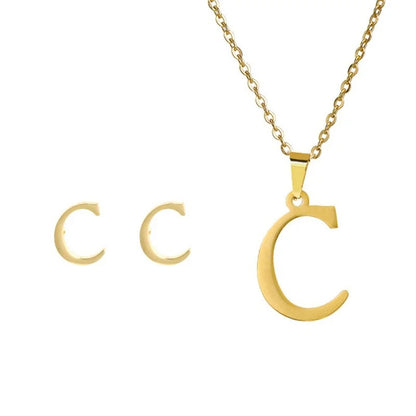 Personalized Initial Necklace & Earrings Set