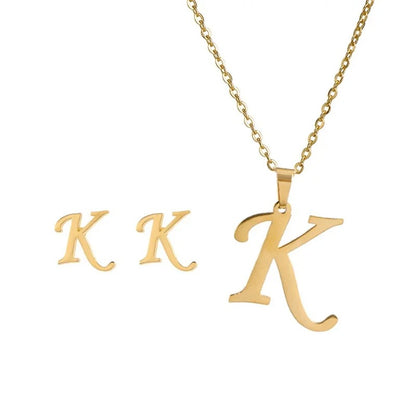 Personalized Initial Necklace & Earrings Set