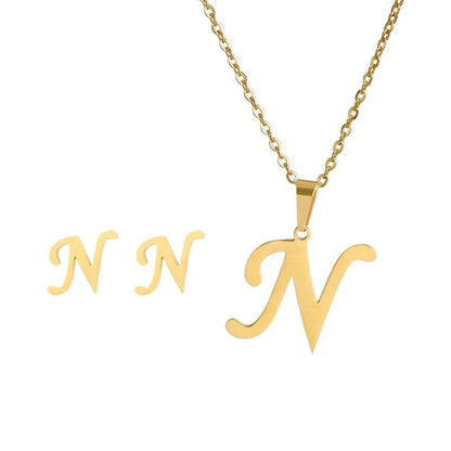 Personalized Initial Necklace & Earrings Set