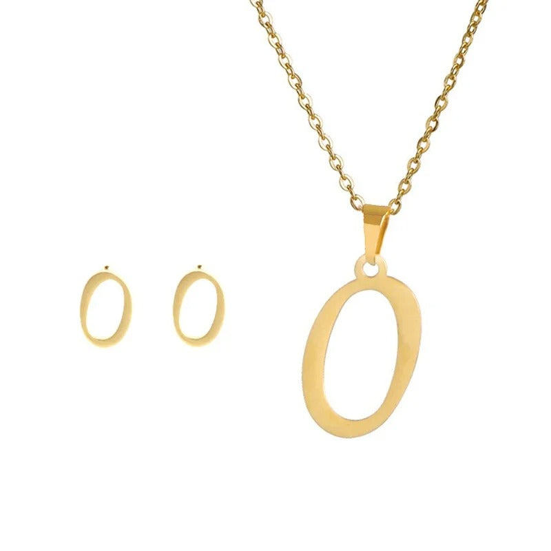 Personalized Initial Necklace & Earrings Set