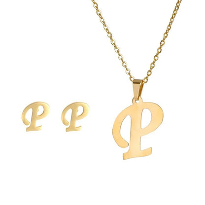 Personalized Initial Necklace & Earrings Set