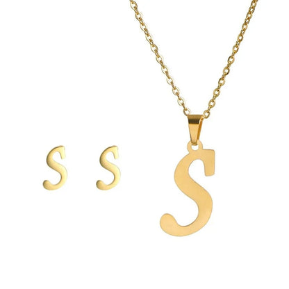 Personalized Initial Necklace & Earrings Set