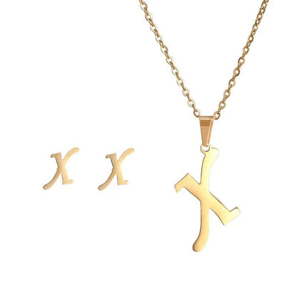 Personalized Initial Necklace & Earrings Set