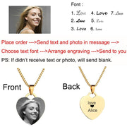Customized Necklaces Engrave Photo Name Necklace Stainless Steel Heart Pendant Chain Necklace Jewelry For Women ID Tag