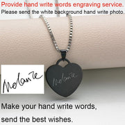 Customized Necklaces Engrave Photo Name Necklace Stainless Steel Heart Pendant Chain Necklace Jewelry For Women ID Tag