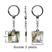 Custom Keychain with Personalized Photo Double Sided Heart Family Couple Gift