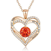 January To December Birthstone Necklace with Heart Inlaid Lettering Necklace for Women Wedding Engagement Party Jewelry