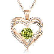 January To December Birthstone Necklace with Heart Inlaid Lettering Necklace for Women Wedding Engagement Party Jewelry