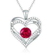 January To December Birthstone Necklace with Heart Inlaid Lettering Necklace for Women Wedding Engagement Party Jewelry