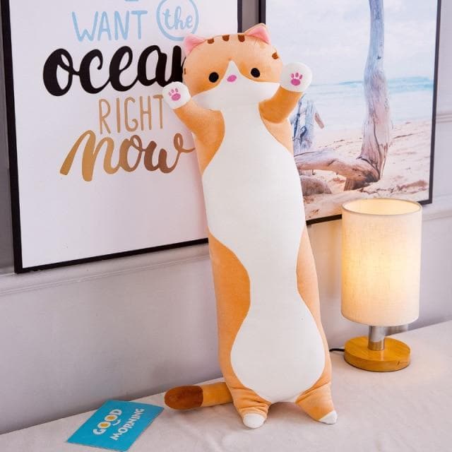 li Cute Soft Long Cat Pillow Stuffed Plush Toys Office Nap Pillow Home Comfort Cushion Decor Gift