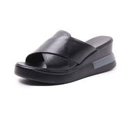 li Wedge Shoes for Women Sandals Solid Color Open Toe High Heels Casual Ladies Buckle Strap Fashion Female Sandalias Mujer