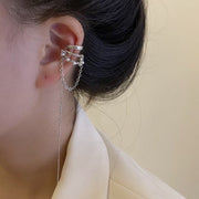 New Trendy Long Butterfly Clip Earrings Ear Hook Pearl Ear Clips Without Pierced Ears Chain Earrings Women Girls Jewelry