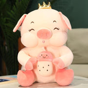 li Kawaii Milk Tea Cup Angel Pig Plush Toy Plush Pillow Stuffed Plush Animal Girl Gifts Toys for Children Home Decor