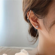 New Trendy Long Butterfly Clip Earrings Ear Hook Pearl Ear Clips Without Pierced Ears Chain Earrings Women Girls Jewelry
