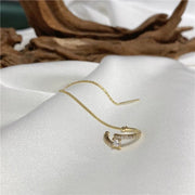 Gold Plated Ear Line Luxury Zircon Leaf Flower Earring For Women Exquisite Ear Cuff Clip Dangle Earring New Design Jewelry