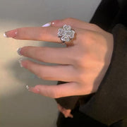 Ring Clover Lucky Guardian Jewelry Light Luxury Diamond Opening Fashion Rotating Flower Rings
