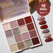 16-color Nail Solid Glue Eye Shadow Plate With Japanese Type Phototherapy Cream Glue White Popular Nail Polish Glue