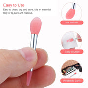 10pcs Silicone Lip Brush Set Small Makeup Brushes Lipstick Applicator Brushes with 2 Anti-lost Cover