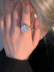 Ring Clover Lucky Guardian Jewelry Light Luxury Diamond Opening Fashion Rotating Flower Rings