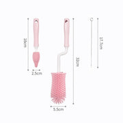 Silicone Bottle Brush 360 Degree Rotation Baby Pacifier Cup Nipple Cleaning Brushes Set Handheld Soft Head Food Grade Watering